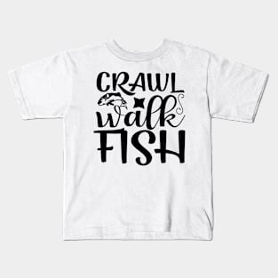 Wishing I Was Fishing - Less Talk More Fishing - Gift For Fishing Lovers, Fisherman - Black And White Simple Font Kids T-Shirt